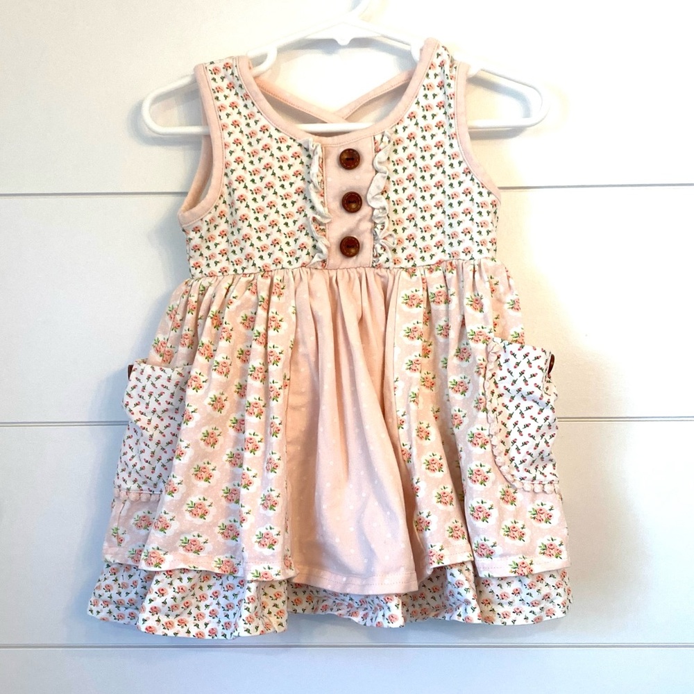 Like new “swoon baby clothing” Floral Pink Kids Dress. Size 24 months.